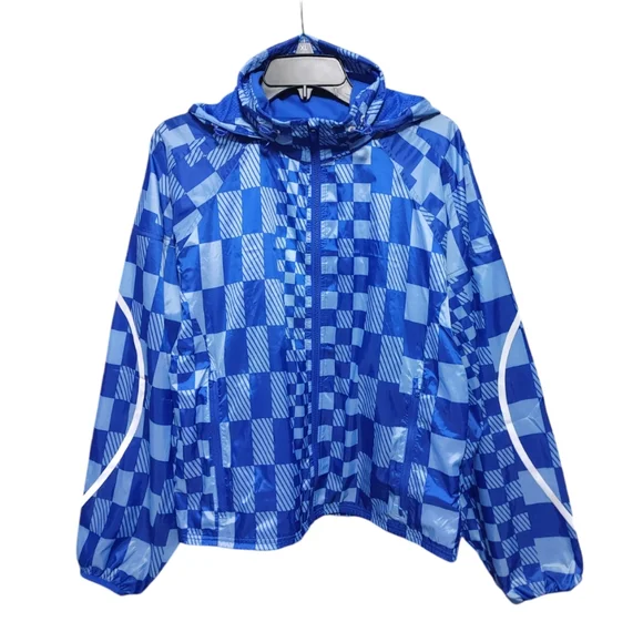 Sweaty Betty Blue Checkered Graphic Pack Away Jacket Women's Size Medium NWT - Picture 7 of 15